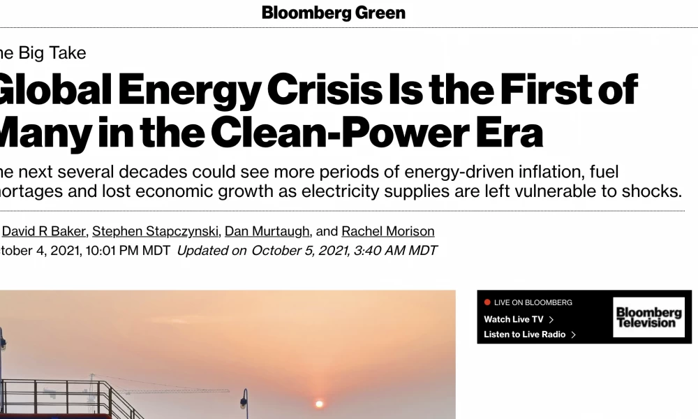 Ενεργειακός “Μεσαίωνας” για πολλές δεκαετίες! Bloomberg: Η παγκόσμια ενεργειακή κρίση είναι η πρώτη από πολλές